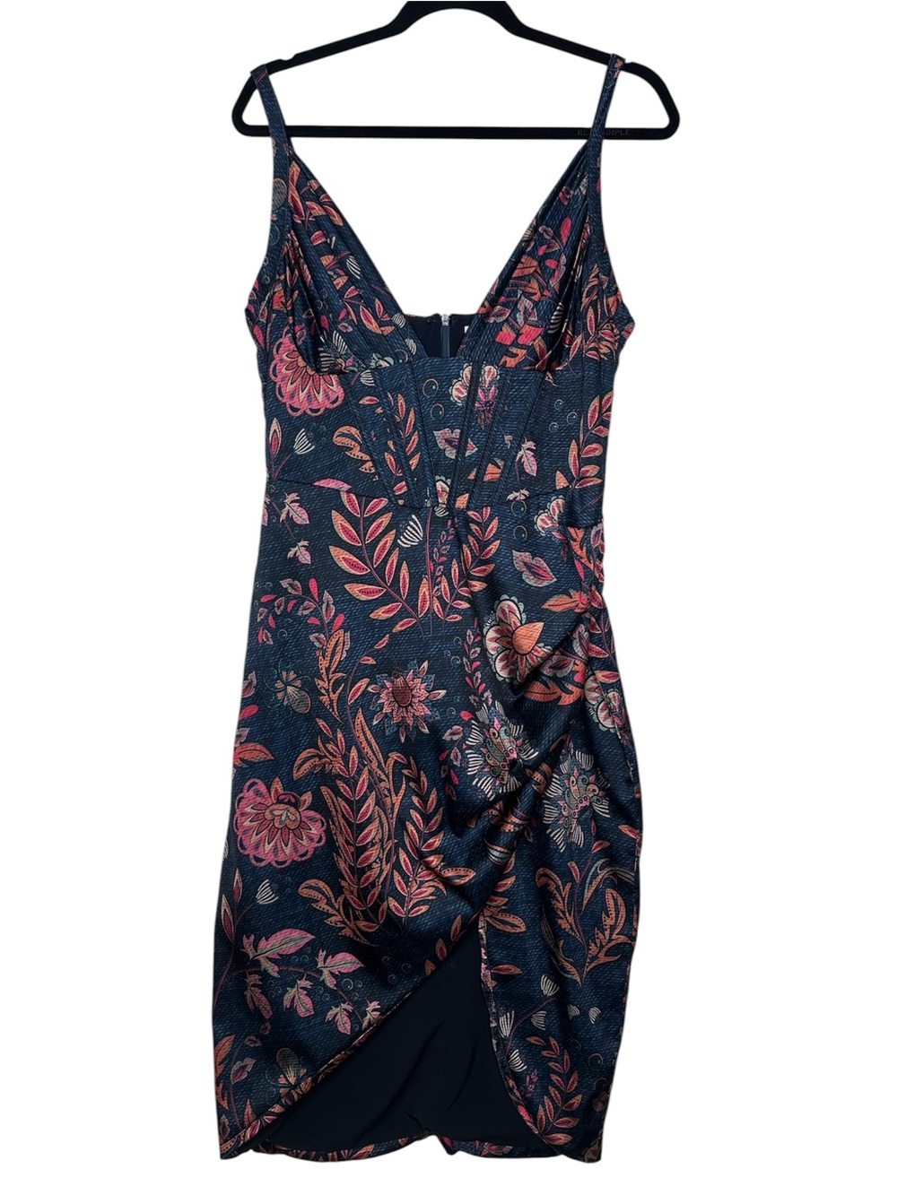 Averie Floral Corset Draped  Formal Midi Dress